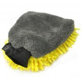 Chenille + Velvet Car Washer Cleaner Glove - Yellow + Grey