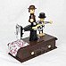 Cute Dolls Sewing Machine Style Music Box - Black + Brown Cute Dolls Sewing Machine Style Music Box - Black + Brown