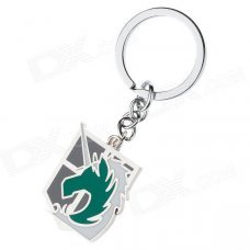 Anime Style Horse Head Pattern Zinc Alloy Keyring / Keychain - Green + White + Silver