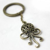 Retro Zinc Alloy Octopus Style Keychain - Bronze