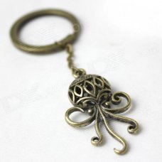 Retro Zinc Alloy Octopus Style Keychain - Bronze
