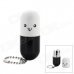 102-3 Capsule Style Creative Butane Gas Lighter w/ Keychain - Black + White