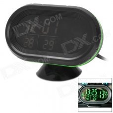 G1 2.5" LCD Electronic Car Voltage Meter / Thermometer w/ Clock - Black + Green G1 2.5" LCD Electronic Car Voltage Meter / Thermometer w/ Clock - Black + Green