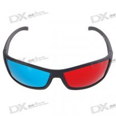 Re-useable Style Plastic Sanded Frame Resin Lens Anaglyphic Red + Blue 3D Glasses
