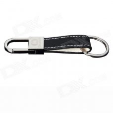 Calmoon 001 Simple Fashionable Men's Waist Leather Zinc Alloy Keychain - Black + Silver Calmoon 001 Simple Fashionable Men's Waist Leather Zinc Alloy Keychain - Black + Silver