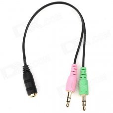 3.5mm Female to 2-3.5mm Male Audio / Video Cable for Laptop / Desktop - Black + Pink + Green (22cm) 3.5mm Female to 2-3.5mm Male Audio / Video Cable for Laptop / Desktop - Black + Pink + Green (22cm)