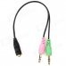 3.5mm Female to 2-3.5mm Male Audio / Video Cable for Laptop / Desktop - Black + Pink + Green (22cm) 3.5mm Female to 2-3.5mm Male Audio / Video Cable for Laptop / Desktop - Black + Pink + Green (22cm)