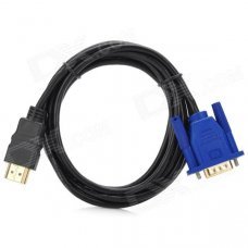 JJBY HDMI 1.4 Male to VGA Male Display Cable - Black + Blue JJBY HDMI 1.4 Male to VGA Male Display Cable - Black + Blue
