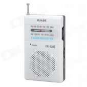 OJADE OE-1202 Mini Portable AM / FM 2-Band Radio - White + Black (2 x AA)