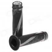 QC-H-299 Replacement Motorcycle Aluminum Alloy Mechanical Cutting Handle Grips - Black + Grey (Pair)