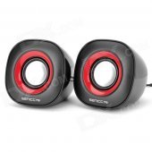 SENICC SN-458 Mini Desktop Digital Speaker - Black + Red + Silver (Pair)
