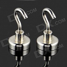 D25mm NdFeB Magnetic Hooks - Silver (2 PCS)