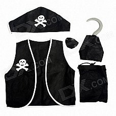 Non-Woven Fabric Children's Pirate Clothing for Halloween Costume Party - Black Non-Woven Fabric Children's Pirate Clothing for Halloween Costume Party - Black