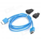 1080P 3-in-1 HDMI Male to Male Connection Cable w/ Mini HDMI & Micro HDMI Adapters - Blue + Black