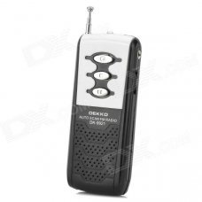 DEKKO DK-9921 Portable Mini Pocket FM Radio - Black + White + Silver (2 x AA)