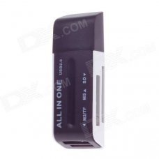 Mini Multi-in-1 USB 2.0 Card Reader - Deep Brown + White Mini Multi-in-1 USB 2.0 Card Reader - Deep Brown + White