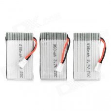 Replacement 850mAh 3.7v 20c Batteries for R/C Model - White (3 PCS) Replacement 850mAh 3.7v 20c Batteries for R/C Model - White (3 PCS)