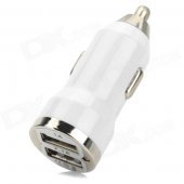 Dual USB Car Cigarette Lighter Power Charger - White (12~24V)