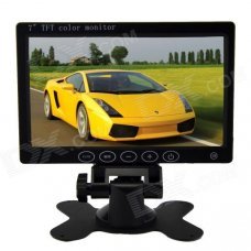 7.0" Touch Key TFT LCD PAL / NTSC Car Monitor w/ Dual Video Input, Remote Control - Black