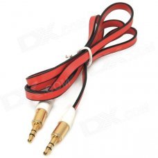 JJBY 3.5mm Male to Male Aux Car Audio Flat Cable - Red + Black JJBY 3.5mm Male to Male Aux Car Audio Flat Cable - Red + Black