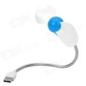 HW-901 Bending Snake Tube 360 Degree Rotational USB Powered 2-Blade Fan - Blue + White + Silver