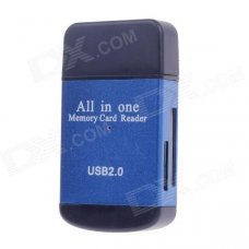 Portable All-in-1 USB 2.0 Memory Card Reader - Blue + Black (Max. 32GB) Portable All-in-1 USB 2.0 Memory Card Reader - Blue + Black (Max. 32GB)