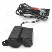 Waterproof USB Charging Dock Station Set for Cellphone / GPS / Motorcycle + More - Black