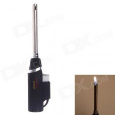 Adjustable Fuel Orange Flame Oil Lighter w/ Long Mouth - Black + Silver