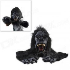 Angry Black King Kong Mask w/ Gloves - Black