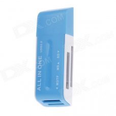Mini All-in-1 USB 2.0 Card Reader - Blue + White (Max.32GB) Mini All-in-1 USB 2.0 Card Reader - Blue + White (Max.32GB)