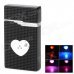 Heart Style Colorful LED Blue Flame Windproof Butane Gas Lighter - Black + Silver Heart Style Colorful LED Blue Flame Windproof Butane Gas Lighter - Black + Silver