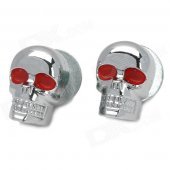 Stylish Skull Style Decorated DIY Screw for Harley Motorcycle - Silver + Red (2 PCS)