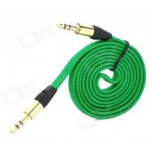 MM-35 3.5mm Male to Male Audio Connection Nylon Cable - Green + Golden + Black (1m)