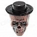 Cool Skull Heads Style Blue Flame Butane Gas Lighter w/ Light + Sound - Purple Bronze + Black