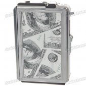 Automatic Ejection Metal Cigarette Case with Windproof Butane Jet Torch Lighter (Holds 10)
