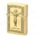LiTian 01A Jesus Christ Pattern Zinc Alloy Yellow Flame Kerosene Oil Lighter - Brass