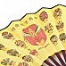 Beijing Opera Facial Makeup Pattern 10.7'' Chinese Folding Art Fan - Brown + Yellow