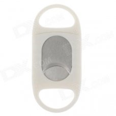 Single Blade Plastic + Stainless Steel Cigar Cutter Knife - White + Silver Single Blade Plastic + Stainless Steel Cigar Cutter Knife - White + Silver