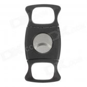 Portable Plastic + Stainless Steel Cigar Cutter Knife - Black + Silver