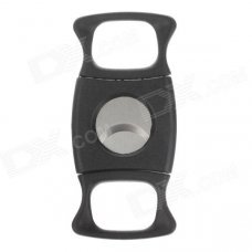 Portable Plastic + Stainless Steel Cigar Cutter Knife - Black + Silver Portable Plastic + Stainless Steel Cigar Cutter Knife - Black + Silver