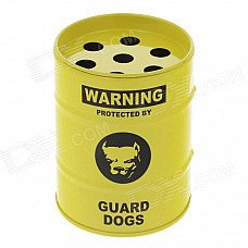 Creative Oil Drum Shaped Guard Dog Stainless Steel Ashtray / Pen Holder - Yellow + Black
