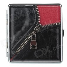 Zipper Style PU Leather + Stainless Steel Double-sided Cigarette Case - Black (Holds 20 PCS) Zipper Style PU Leather + Stainless Steel Double-sided Cigarette Case - Black (Holds 20 PCS)