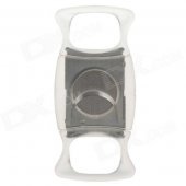 1526 High Quality Double Blades Sharp Stainless Steel Cigar Cutter - Silver + Transparent