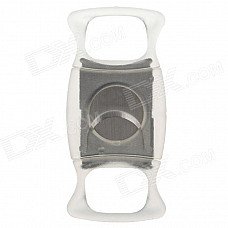 1526 High Quality Double Blades Sharp Stainless Steel Cigar Cutter - Silver + Transparent