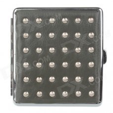 PU Leather + Stainless Steel Double-sided Rivet Cigarette Case - Gray + Silver (Holds 20 PCS)