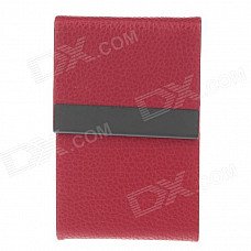 4111 Fashionable Lichee Pattern Portable Magnet Design Cigarette Case / Card Box - Red