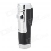 FS633 Windproof Outdoor Dual-Flame Butane Gas Jet Lighter - Silver + Black