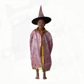 Children's Satin Cloak Costume w/ Hat for Halloween - Pink + Golden (Size-L)
