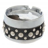 Cool Rivet Rotary Style Top Ashtray - Silver + Black