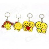 Acrylic Cute Boy & Girl Keychains - Yellow + Red + Pink + Blue (4 PCS)